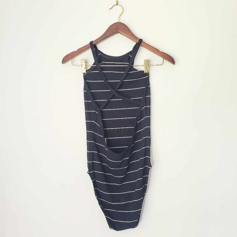 Capulet Buona Scoop Back Bodysuit in Navy Stripe - Picture 6 of 11